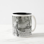 次スポーツの民謡との実質テニスのゲーム ツートーンマグカップ (正面右)