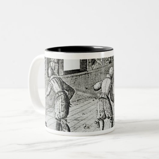 次スポーツの民謡との実質テニスのゲーム ツートーンマグカップ (正面左)