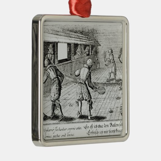 次スポーツの民謡との実質テニスのゲーム メタルオーナメント (右)