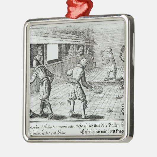 次スポーツの民謡との実質テニスのゲーム メタルオーナメント (左)