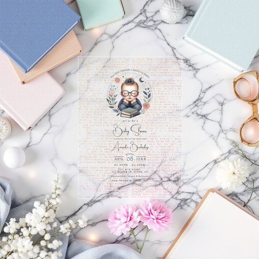 次パーソナライズされた章の赤ちゃんシャワー アクリル招待状