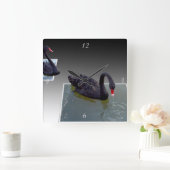 次元の池の黒い白鳥、正方形の壁時計 スクエア壁時計 (ホーム)