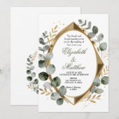 次元黄金ユーカリ幾何学オーバル 招待状 (正面/裏面)