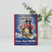 次冬寒さに震えるな ヴィンテージ WW2 ポストカード (スタンド正面)