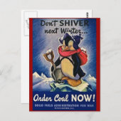 次冬寒さに震えるな ヴィンテージ WW2 ポストカード (正面/裏面)