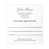 次回のご予約 美容院 黒と白 ノートパッド (正面)