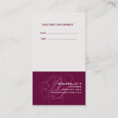 次回の予約カード、モノグラム名刺 予約カード (裏面)