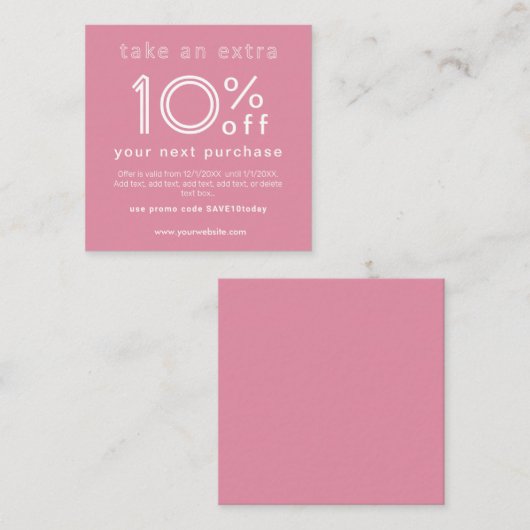 次回の購入名刺の割引 エンクロージャーカード (正面/裏面)