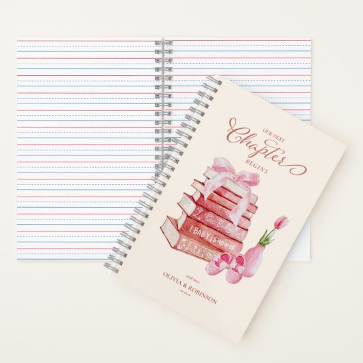 次章ストーリーブックピンクの女の子ベビーシャワー ノートブック (内側)