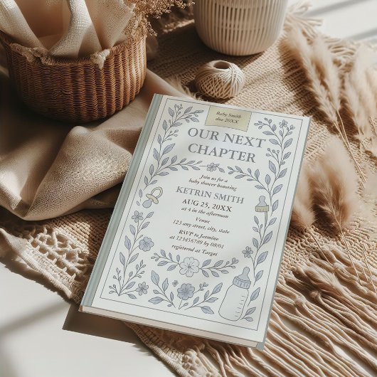 次章ストーリーブックボーイベビーシャワー 招待状