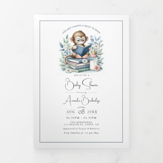 次章ベビーシャワー写真 三つ折り招待状 (カバー)