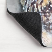 欧亜のワシミミズクの水彩画のポートレート マウスパッド (コーナー)