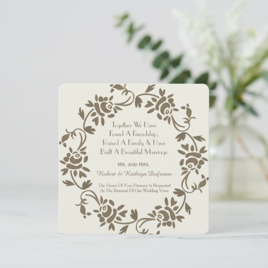 欧州エレガントフローラ結婚誓約更新招待状 招待状 (スタンド正面)