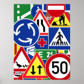 欧州交通シンボルや象徴コラージュ ポスター (正面)