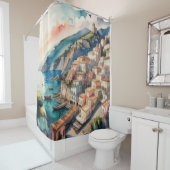 欧州市絵画の水彩画地中海の色 シャワーカーテン (インサイチュ)