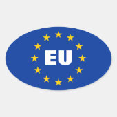 欧州連合の旗のステッカー|カスタマイズ可能なEU 楕円形シール (正面)