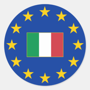 欧州連合イタリア丸ステッカー ラウンドシール