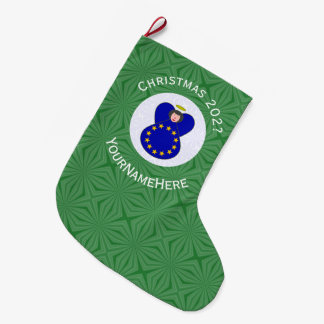 欧州連合エンジェルクリスマスパーソナライズされた国旗 ラージクリスマスストッキング