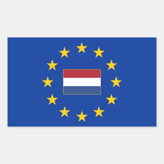 欧州連合オランダ長方形ステッカー 長方形シール (正面)