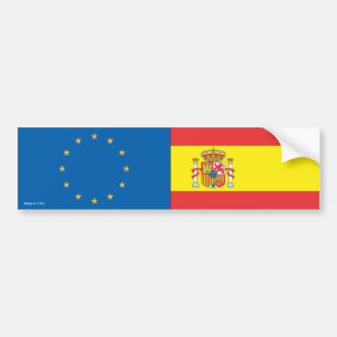 欧州連合及びスペイン人の旗のバンパーステッカー バンパーステッカー
