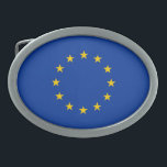 欧州連合国旗 卵形バックル<br><div class="desc">欧州連合(EU)の愛国国旗。</div>