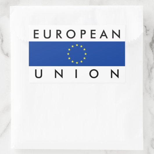 欧州連合欧州国旗の国シンボル文字 長方形シール (バッグ)
