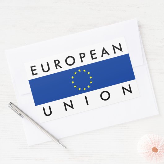 欧州連合欧州国旗の国シンボル文字 長方形シール (封筒)