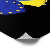 欧州連合 ウクライナ ハート フラグ EU ウクライナ 二重旗 ポスター (角)