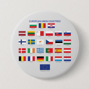 欧州連合(EU)がEU諸国に国旗を掲げる 缶バッジ