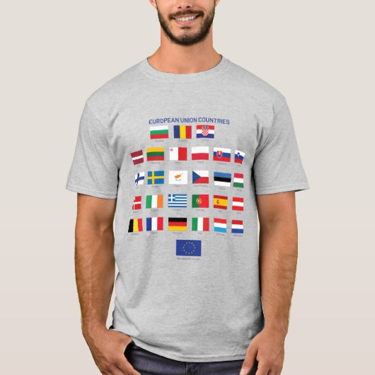 欧州連合(EU)がEU諸国に国旗を掲げる Tシャツ (正面)