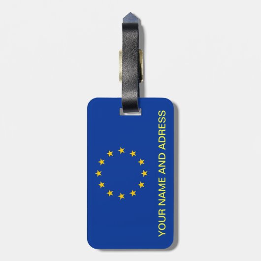 欧州連合(EU)の国旗を持つ荷物タグ ラゲッジタグ (裏面縦)