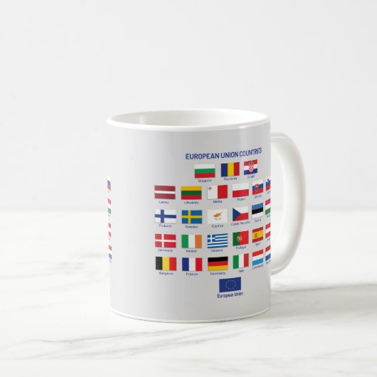 欧州連合(EU)はEU諸国にコーヒー・マグを旗 コーヒーマグカップ (正面右)