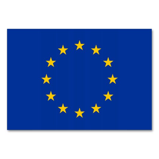 欧州連合(EU)国旗を持つ愛国的なテーブルカード テーブルナンバー (正面)
