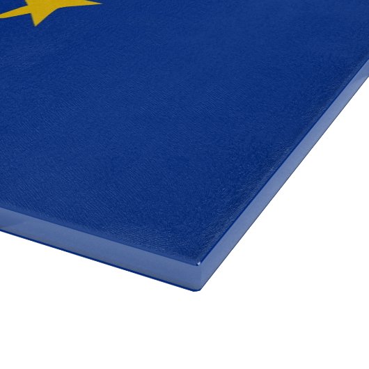 欧州連合(EU)国旗を掲げたガラス板 カッティングボード (角)