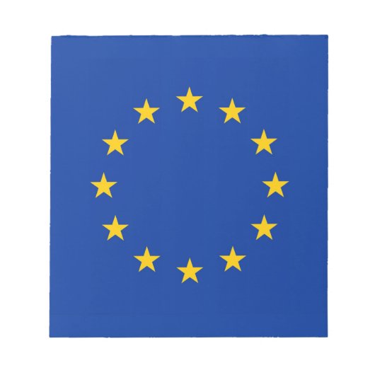 欧州連合(EU)国旗を掲げたメモ帳 ノートパッド (正面)
