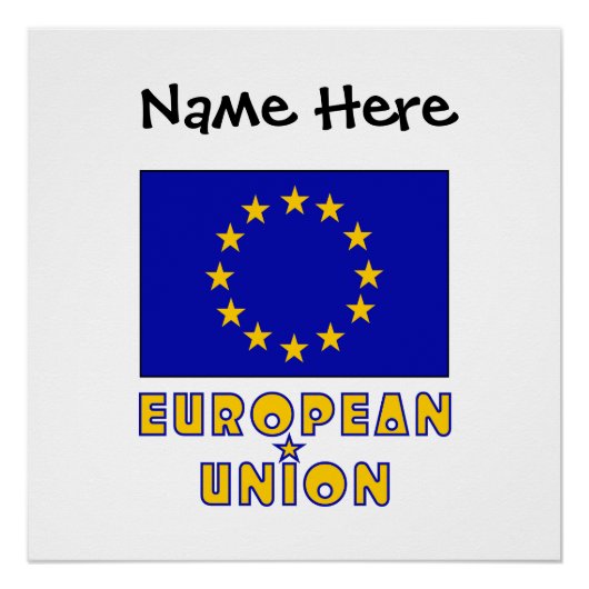 欧州連合 EU 旗 ブラック パーソナライゼーション ポスター (正面)