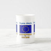 欧州連合 EU 旗 青 カスタマイズ ボーンチャイナマグカップ (正面)