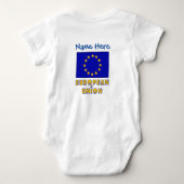 欧州連合EU国旗の青パーソナライズされた ベビーボディスーツ (裏面)