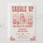 欧米のサドルを上げて誕生日パーティーに参加する 招待状 (正面)