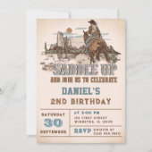 欧米のサドルを上げて誕生日パーティーに参加する 招待状 (正面)