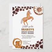 欧米の最初のロデオは馬の誕生日パーティーをサドル 招待状 (正面)