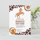 欧米の最初のロデオは馬の誕生日パーティーをサドル 招待状 (スタンド正面)