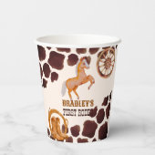 欧米の最初のロデオは馬の誕生日パーティーをサドル 紙コップ (裏面)