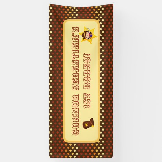 欧米をテーマとしたかわいいカウボーイ年齢1歳の誕生日 横断幕 (縦)