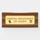 欧米をテーマとしたかわいいカウボーイ年齢1歳の誕生日 横断幕 (横)