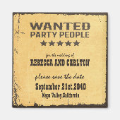 欧米結婚の指名手配パーティーが日付を保存する マグネット (正面)