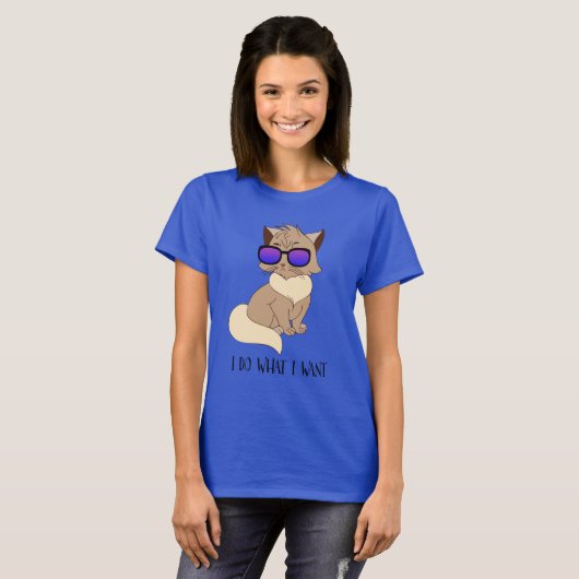 欲しいものを作るおもしろいサングラスの猫 Tシャツ (正面フル)