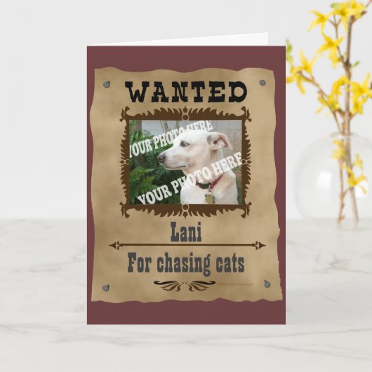 欲しいワイルドウエストポスターペットカスタム写真テンプレート カード (黄色い花)