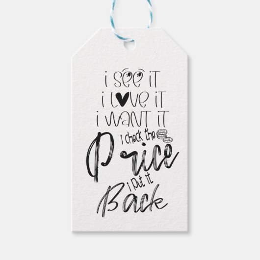 欲しい、値段を見る、戻す、黒 ギフトタグ (正面)