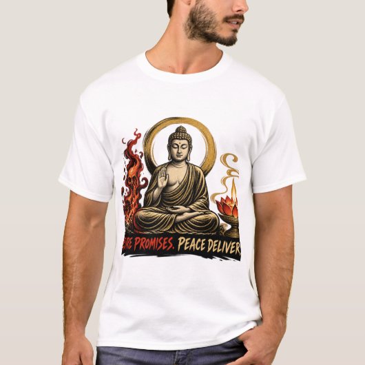 欲は消え 平穏が残る 禅 Tシャツ (正面)